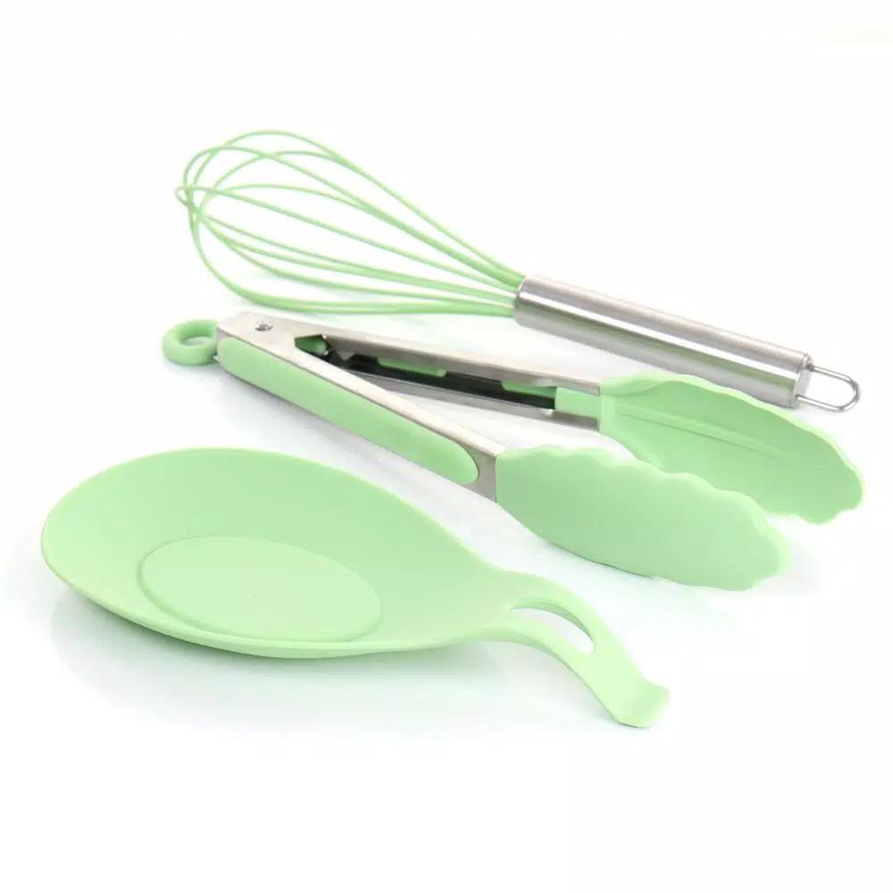 MegaChef 12-Piece Mint Green Silicone Kitchen Utensil Set