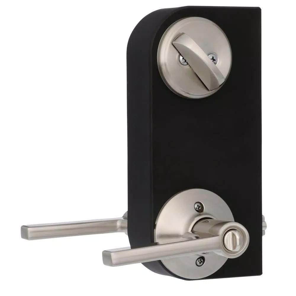 Schlage Latitude Entry Door Lever and Single Cylinder Deadbolt Combo Pack, Satin Nickel