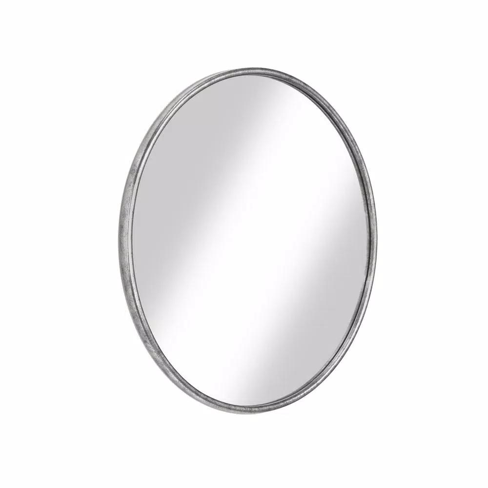 Martin Svensson Home 30 in. Round Modern Accent Mirror with Slim Pewter Metal Frame