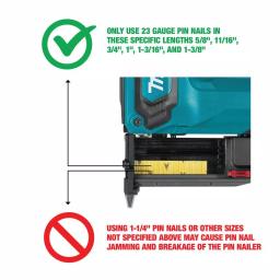Makita 18V LXT Cordless 23-Gauge Pin Nailer (Tool Only) - XTP02Z thumbnail 2