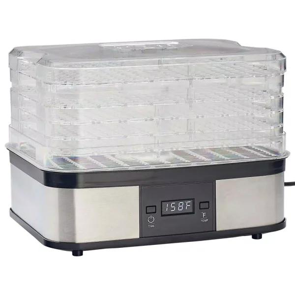 LEM 5-Tray Clear and Black Food Dehydrator with Digital Timer and Auto Shut-Off