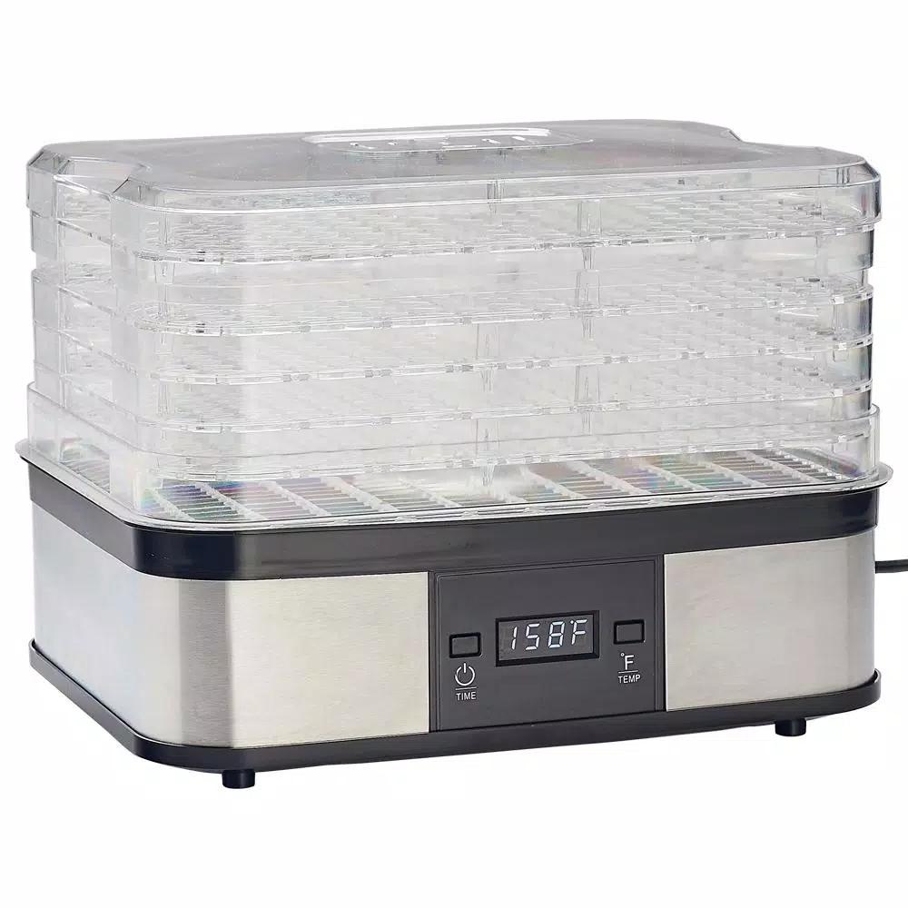 LEM 5-Tray Clear and Black Food Dehydrator with Digital Timer and Auto Shut-Off