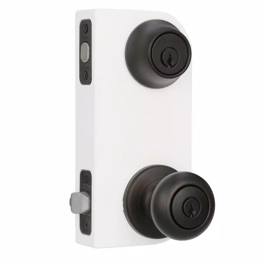 Kwikset Cove Venetian Bronze Exterior Entry Door Knob and Single Cylinder Deadbolt Combo Pack