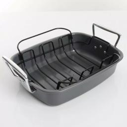 Kenmore Travers 2-Piece Non-Stick Steel Roasting Pan Set with Rack, 16.35 Qt, Gray thumbnail 1