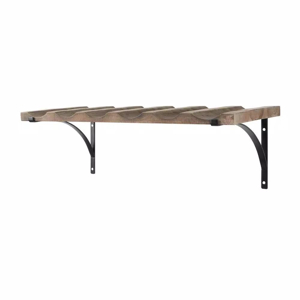 StyleWell 6-Bottle Natural Wood and Metal Wall Mounted Wine Rack