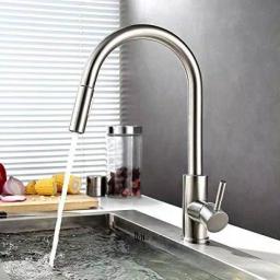 Vanity Art 16.7 in. Single-Handle Pull-Down Kitchen Faucet, Brushed Nickel thumbnail 2