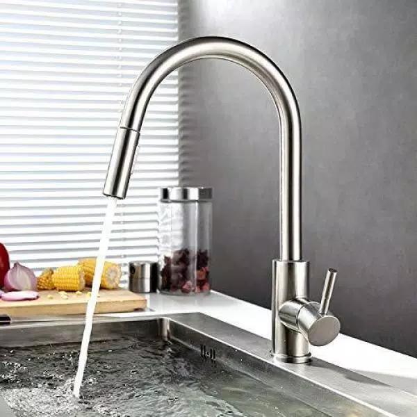 Vanity Art 16.7 in. Single-Handle Pull-Down Kitchen Faucet, Brushed Nickel