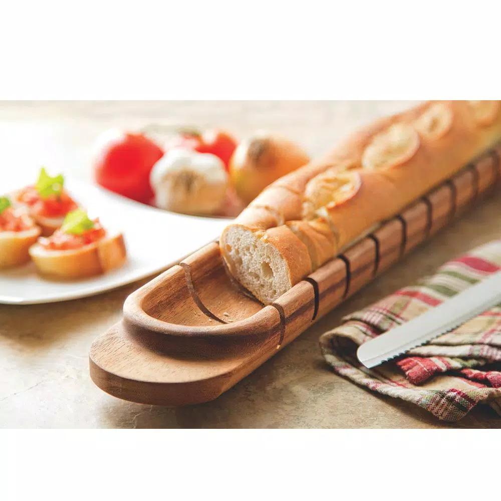 Ironwood Gourmet Acacia Wood Baguette Miter Bread Cutting Board