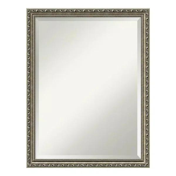 Amanti Art Parisian 20.5 in. W x 26.5 in. H Silver Wood Framed Beveled Edge Bathroom Vanity Mirror