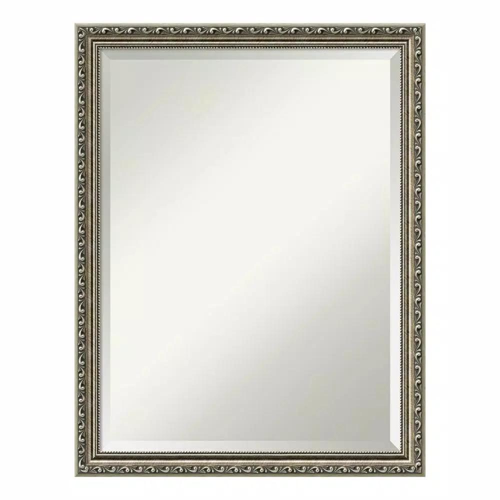 Amanti Art Parisian 20.5 in. W x 26.5 in. H Silver Wood Framed Beveled Edge Bathroom Vanity Mirror