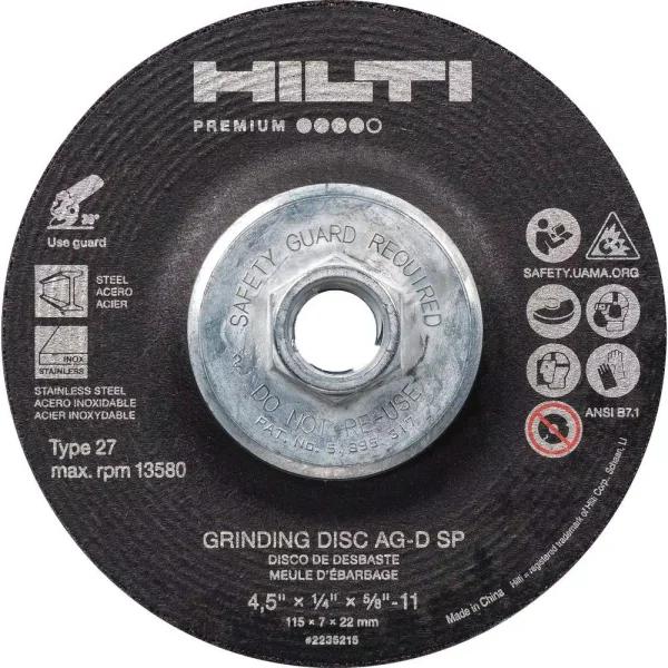 Hilti 7 in. Zirconium Grinding Disc, Type 27, 1/4 in. x 5/8 in. Arbor, 10-Pack