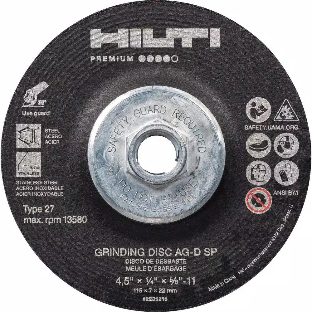 Hilti 7 in. Zirconium Grinding Disc, Type 27, 1/4 in. x 5/8 in. Arbor, 10-Pack