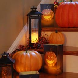 LUMABASE 11 in. Jack-O'-Lantern LED Battery Operated Luminaria Kit - Set of 12 thumbnail 4