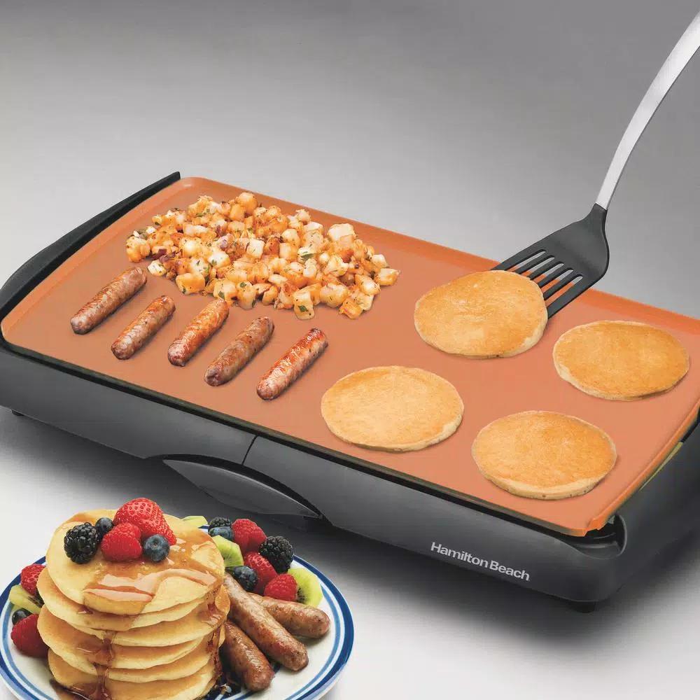 Hamilton Beach Durathon 200 sq. in. Ceramic Nonstick Electric Griddle, Black