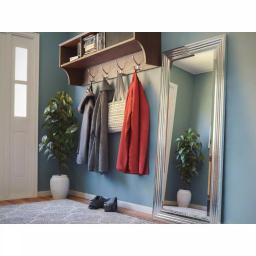Kenroy Home Lyonesse 66 in. Oversized Chrome Composite Beveled Glass Floor Leaner Mirror with Hooks thumbnail 2