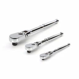 TEKTON 3-Piece Flex Ratchet Set, 1/4 in., 3/8 in., and 1/2 in. Drive, 90-Tooth, 180° Adjustable Head thumbnail 1
