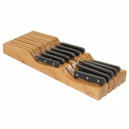 Oceanstar Bamboo In-Drawer Knife Organizer, 11-Slot Wavy Design, Natural thumbnail 3