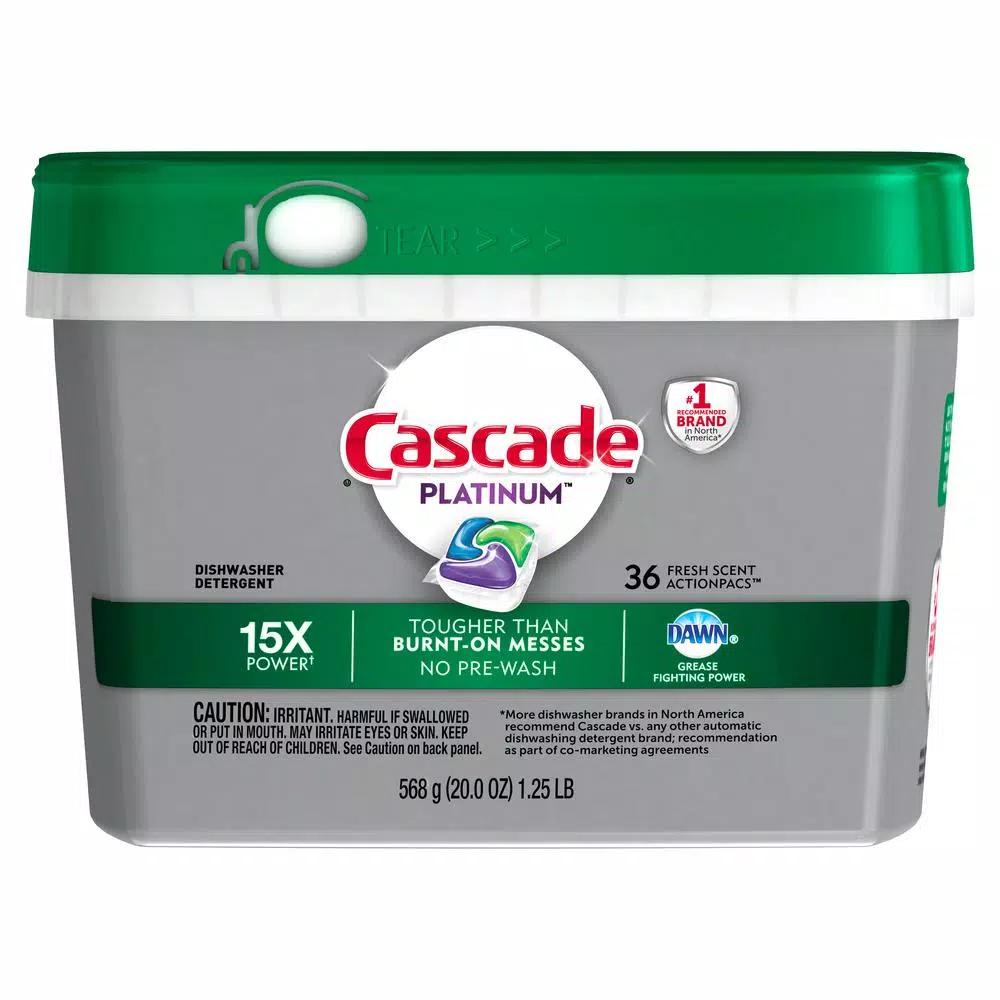 Cascade Platinum ActionPacs Dishwasher Detergent with Dawn, Fresh Scent (2 x 36-Count)