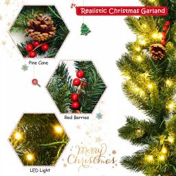 Costway 9 ft. Pre-Lit LED Artificial Fall & Christmas Garland with 100 Warm White Lights and Timer thumbnail 3