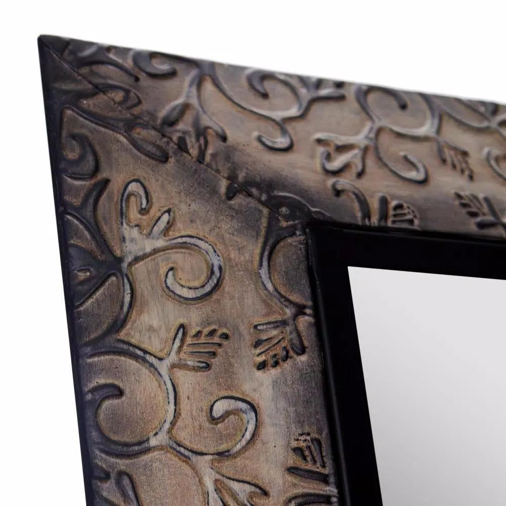 Pinnacle Antique Bronze Embossed Metal Full Length Mirror - Oversized Modern Standing Mirror