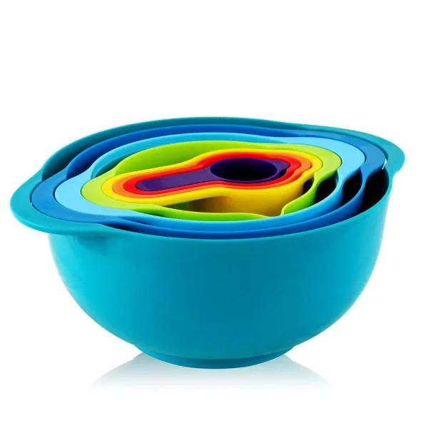 MegaChef 8-Piece Stackable Mixing Bowl and Measuring Cup Set, Assorted Colors