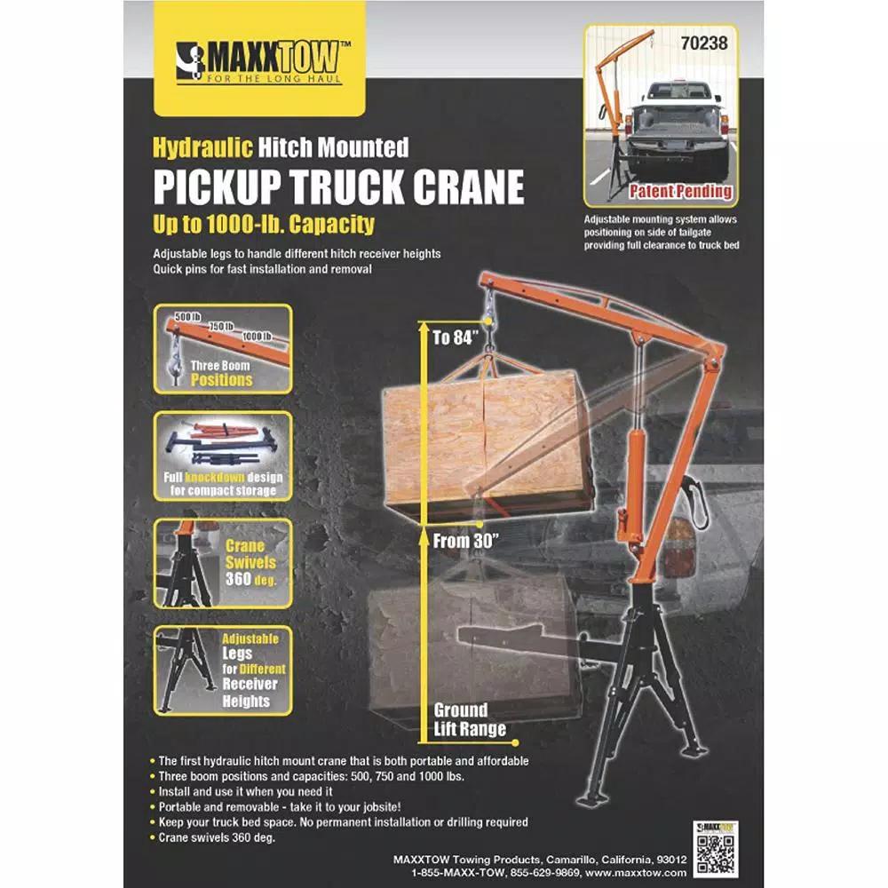 MaxxHaul Hydraulic Receiver Hitch Mounted Crane, 1000 lbs. Capacity