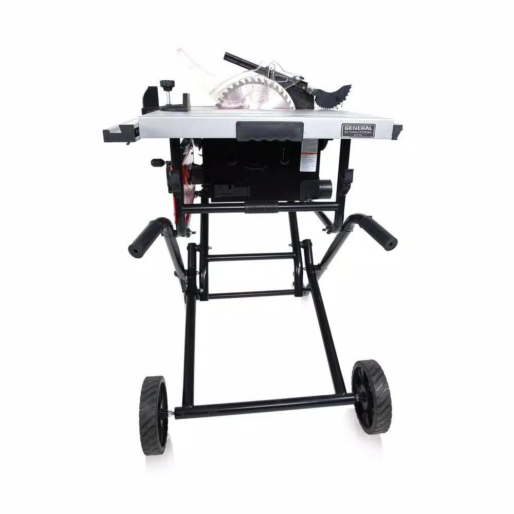 General International 10 in. 15 Amp Commercial Portable Table Saw with Extendable Stand