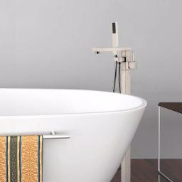 Vanity Art 34 in. Freestanding Single Handle Claw Foot Tub Faucet with Hand Shower, Brushed Nickel thumbnail 4