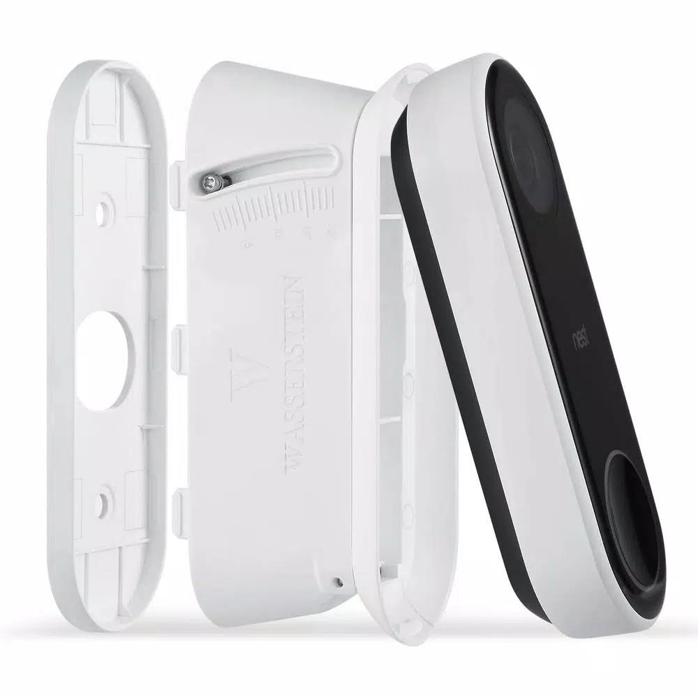 Wasserstein Adjustable Vertical Wall Mount Kit for Google Nest Hello Video Doorbell, White