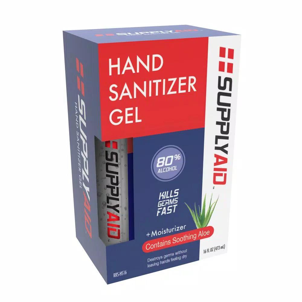 SupplyAID 80% Alcohol Hand Sanitizer Gel with Aloe Vera, 16 oz. Pump Bottle