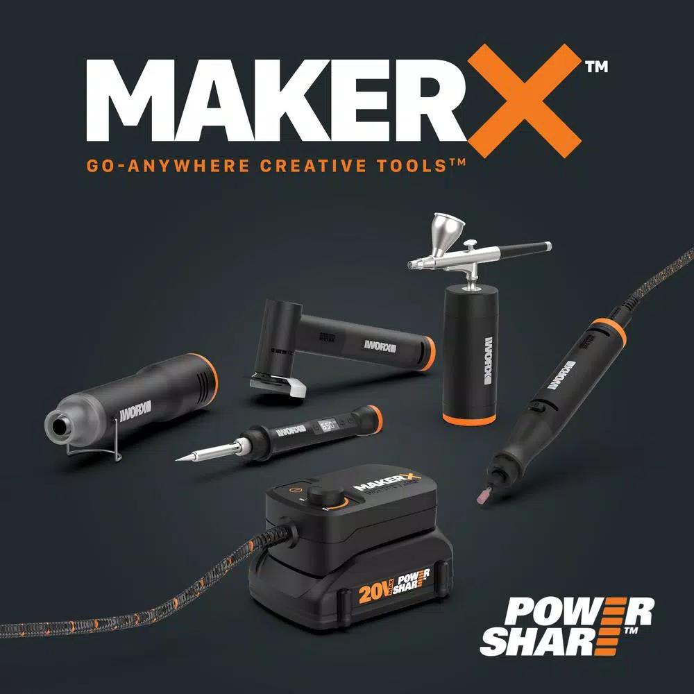 Worx MAKERX 20V Wood and Metal Crafter Rotary Tool Attachment with 12 Accessories