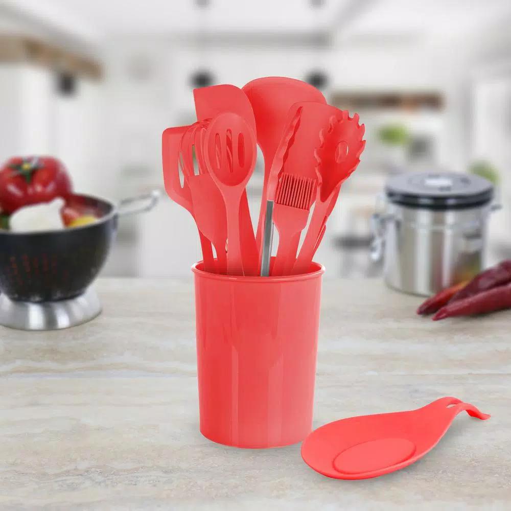 MegaChef 12-Piece Red Silicone Kitchen Utensil Set