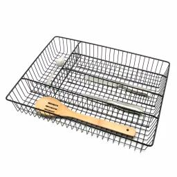 Creative Home Black Powder Coated Iron 5-Compartment Cutlery Tray & Utensil Organizer, Large thumbnail 2