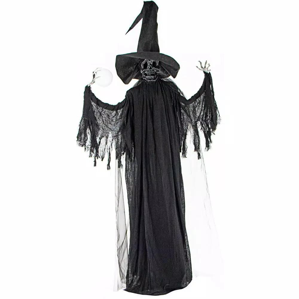 Haunted Hill Farm 7.5 ft. Animated Phantom Witch with Multi-Color LED Crystal Ball Halloween Prop