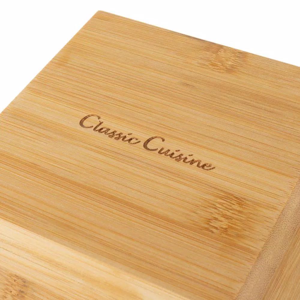 Classic Cuisine 11 in. Square Bamboo Salad Bowl Set with Two Utensils