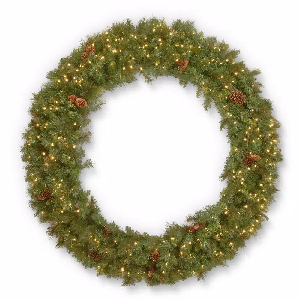 National Tree Company 96 in. Garwood Spruce Artificial Wreath with 1200 Warm White LED Lights