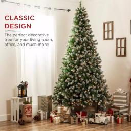 Best Choice Products 9 ft. Pre-Lit Flocked Artificial Christmas Tree with 850 Warm White Lights and Pinecones thumbnail 2