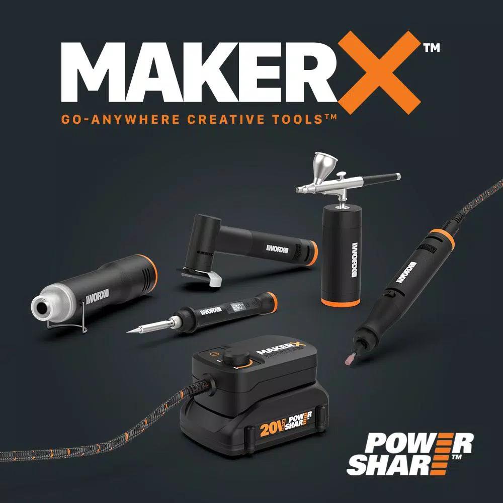 Worx MAKERX 20V Brushless Angle Grinder Rotary Tool Attachment with 4 Accessories (Tool-Only)