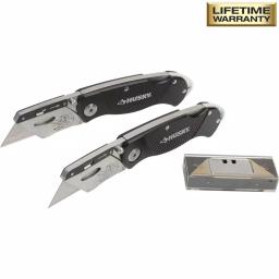 Husky 2-Piece Folding Lock-Back Utility Knife Set with 10 Blades thumbnail 2