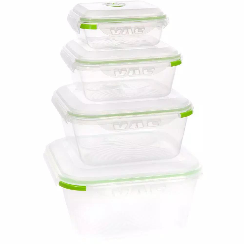 Ozeri INSTAVAC Green Earth 8-Piece Food Storage Container Set with Vacuum Seal and Locking Lids