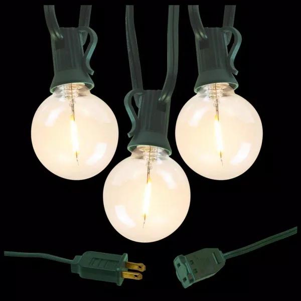 LUMABASE 25 LED White Globe String Lights with Warm Filament Bulbs, 25 ft. Weather Resistant Outdoor/Indoor Decor