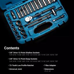 Capri Tools 3/8 in. Drive 12-Point SAE Socket Set with Ratchet, Extensions and Adapters, 27-Piece thumbnail 7