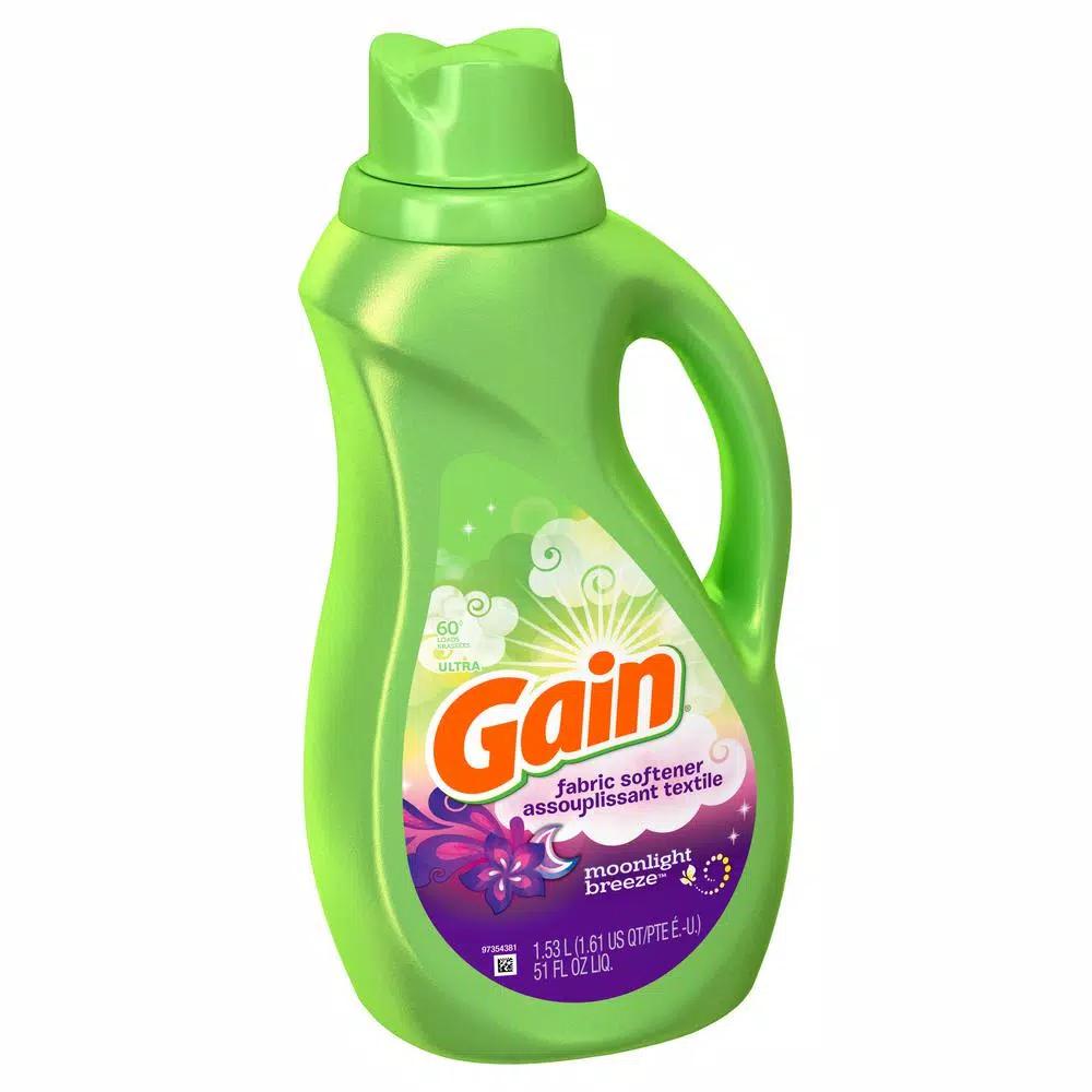 Gain Moonlight Breeze Liquid Fabric Softener, 51 oz (60 Loads), 8-Pack