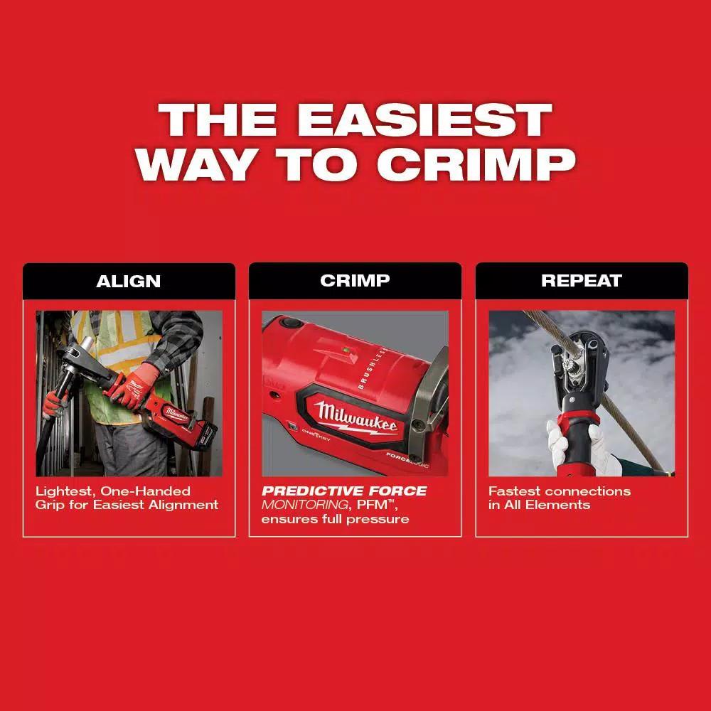 Milwaukee M18 FORCE LOGIC 15-Ton Cordless Utility Crimper Kit with 2 Batteries and Charger