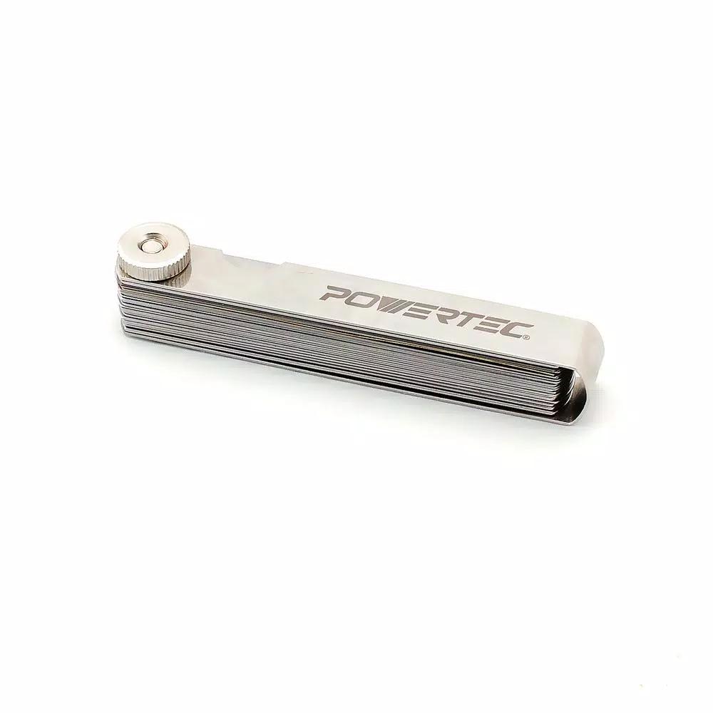 POWERTEC 32-Blade Feeler Gauge Set, Dual Marked Imperial and Metric, 0.0015-0.035 in.