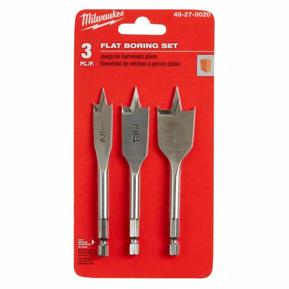 Milwaukee 3-Piece Stubby High Speed Steel Spade Bit Set