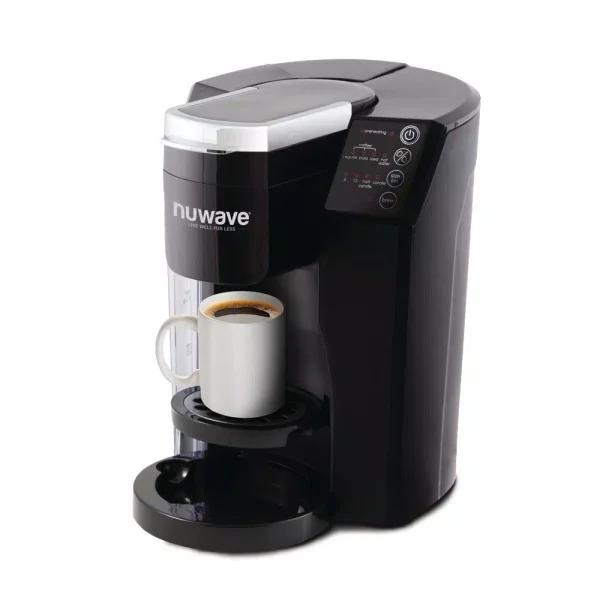 NuWave Bruhub Black Single Serve Coffee Maker with 42 oz. Carafe and Hot Water Function