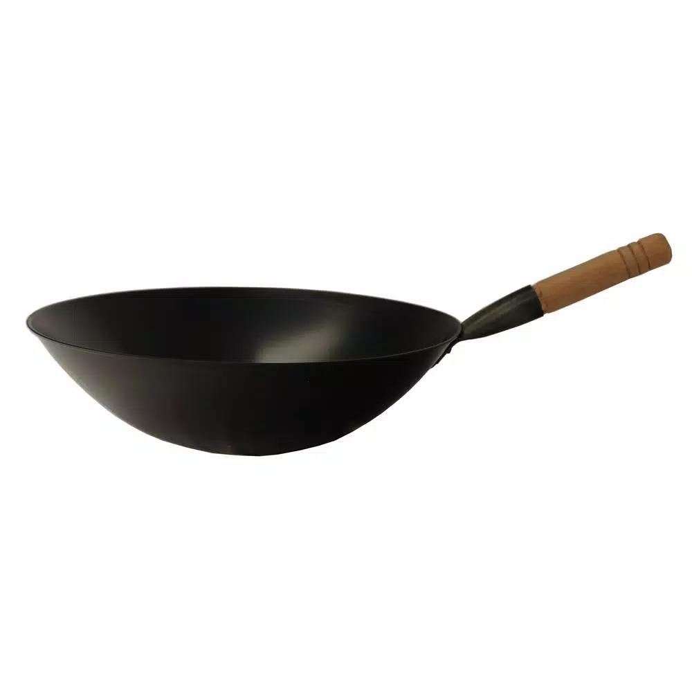 SPT 15.75 in. Cool Roll Iron Wok, Induction Ready, Black