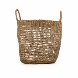 Zentique Large Hand Woven Seagrass Decorative Basket with Handles, Beige thumbnail 1