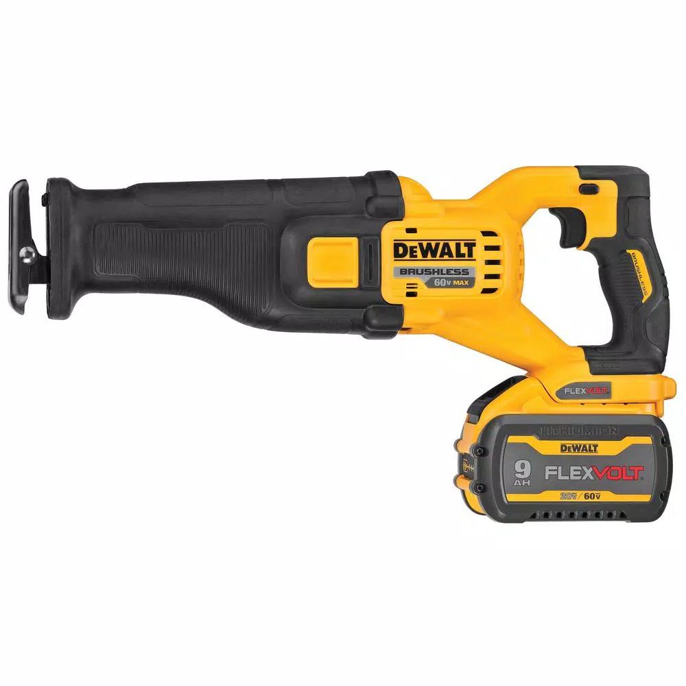 DEWALT FLEXVOLT 60V MAX Cordless Brushless Reciprocating Saw Kit with (2) 9.0Ah Batteries & 4-1/2 in. Grinder